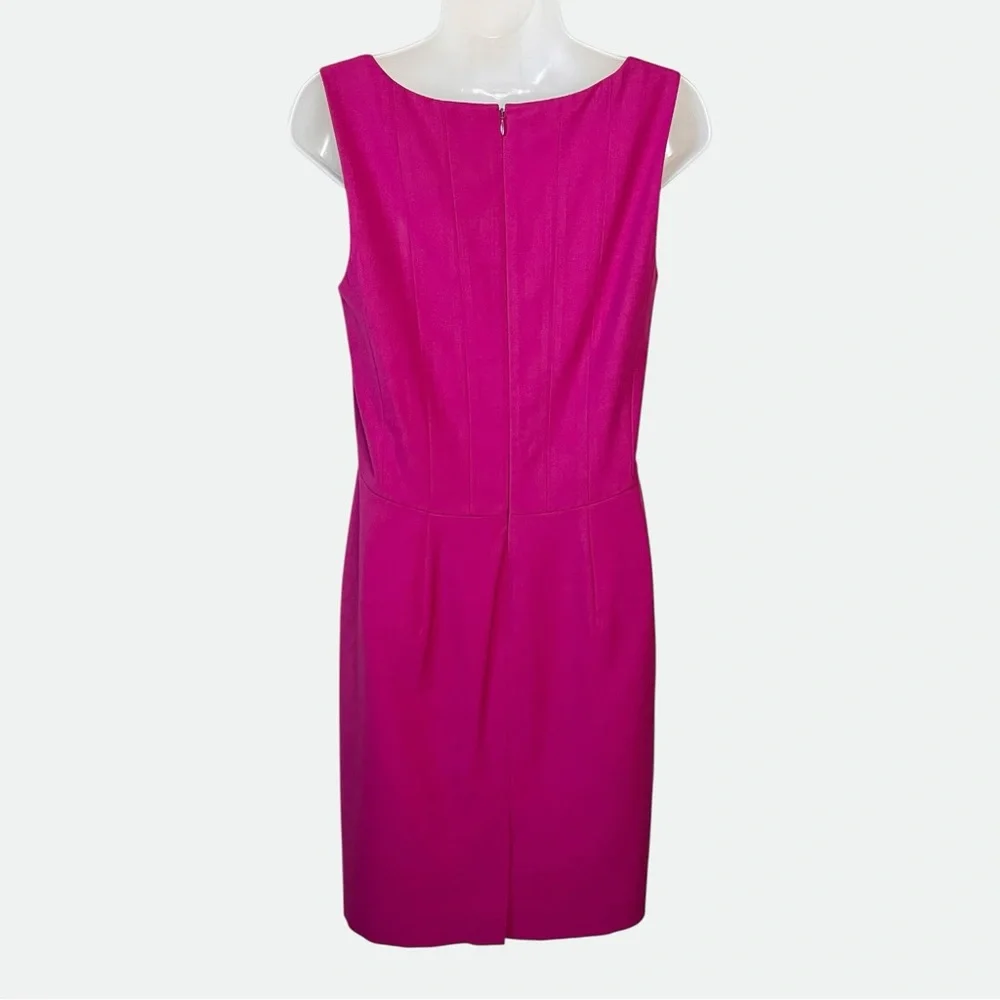 ANN TAYLOR Magenta Pink Sleeveless Scoop Neck Sheath Dress Size 6 Summer Office - Picture 3 of 6